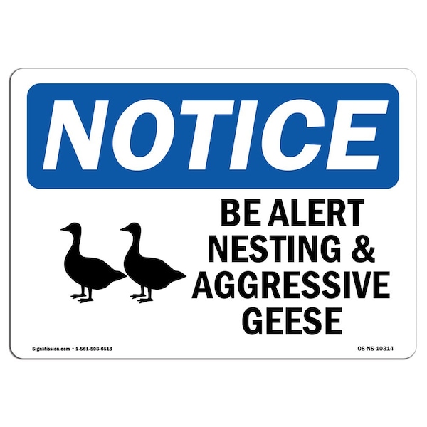 Signmission OSHA , 3.5" Height, Be Alert Nesting And Aggressive Geese Sign With Symbol, 5" X 3.5", Landscape OS-NS-D-35-L-10314 - main